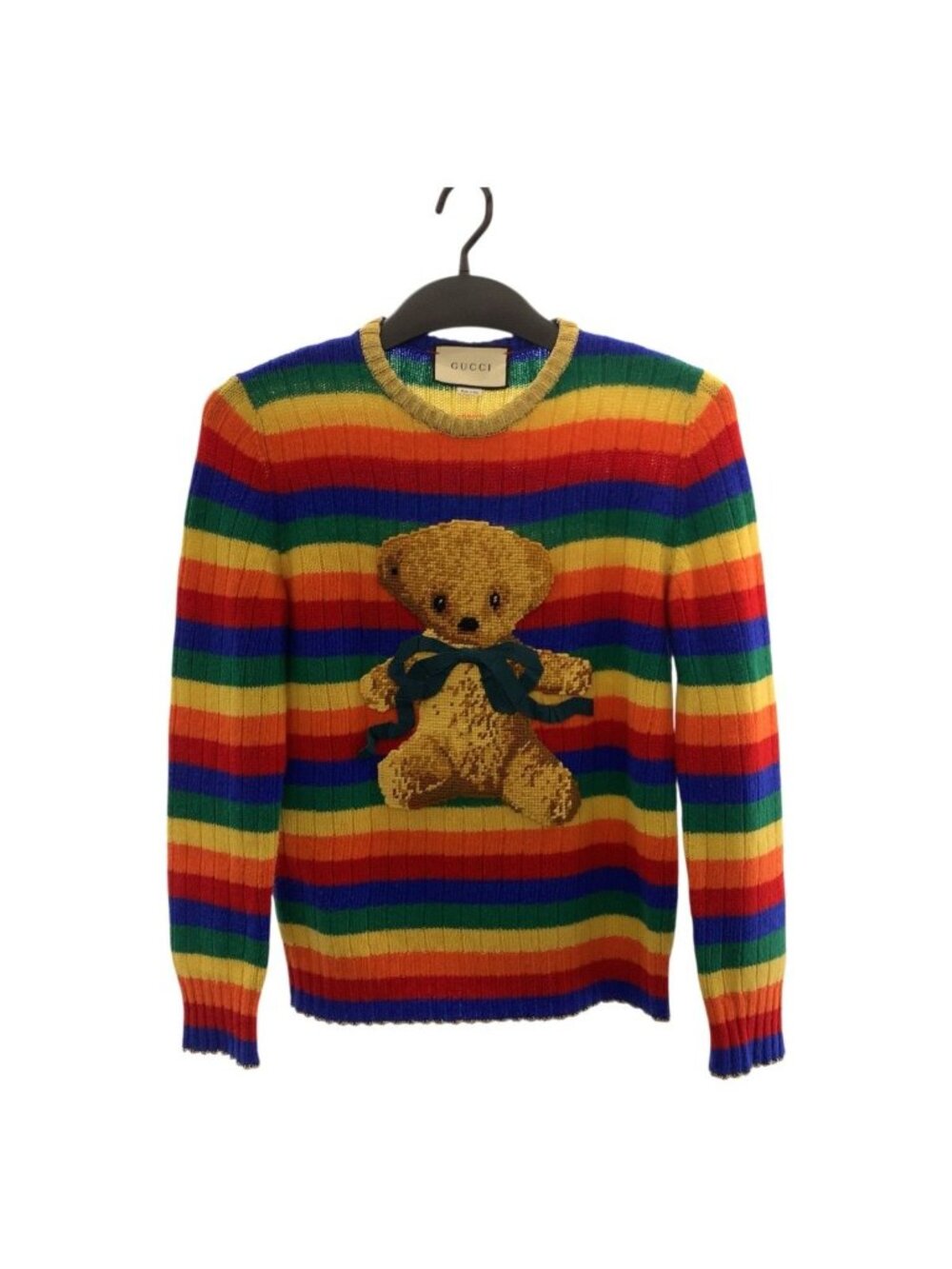 Gucci Teddy Bear Rainbow Multicolor Wool Cashmere Knit Top M